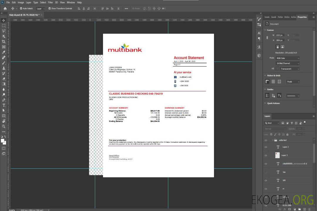 Relevé bancaire multibancaire Panama template